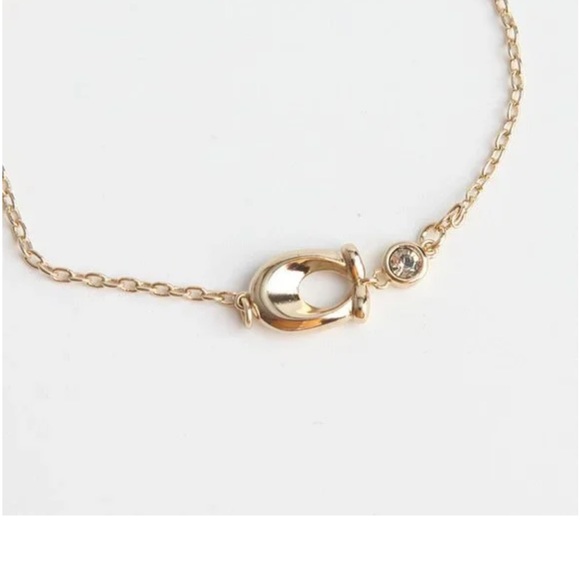 NWT Coach Signature C Gold Slider Bracelet with Accent Crystal Stone - Picture 3 of 4